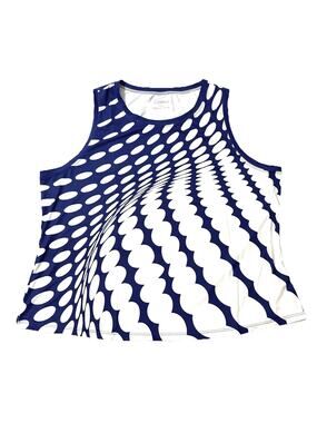 Acegolfs Women Tank Top XXXL Blue White Geometric Optical Illusion Athletic NWT